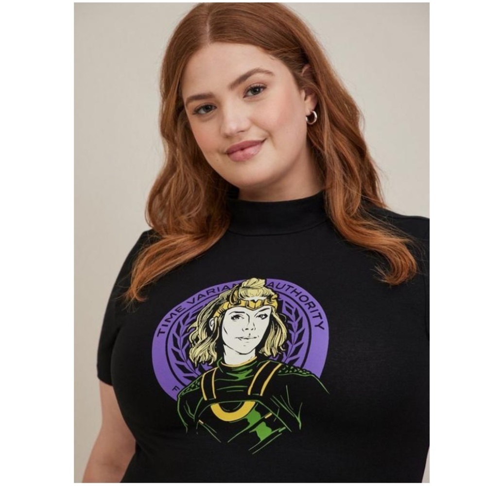 TORRID NWT MARVEL LOKI SYLVIE FOXY MOCK NECK TOP - Picture 2 of 6